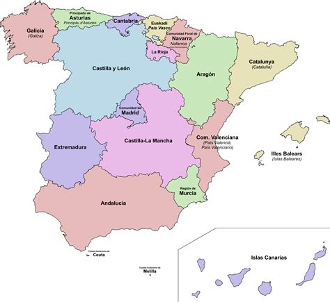mapa de espana con comunidades autonomas